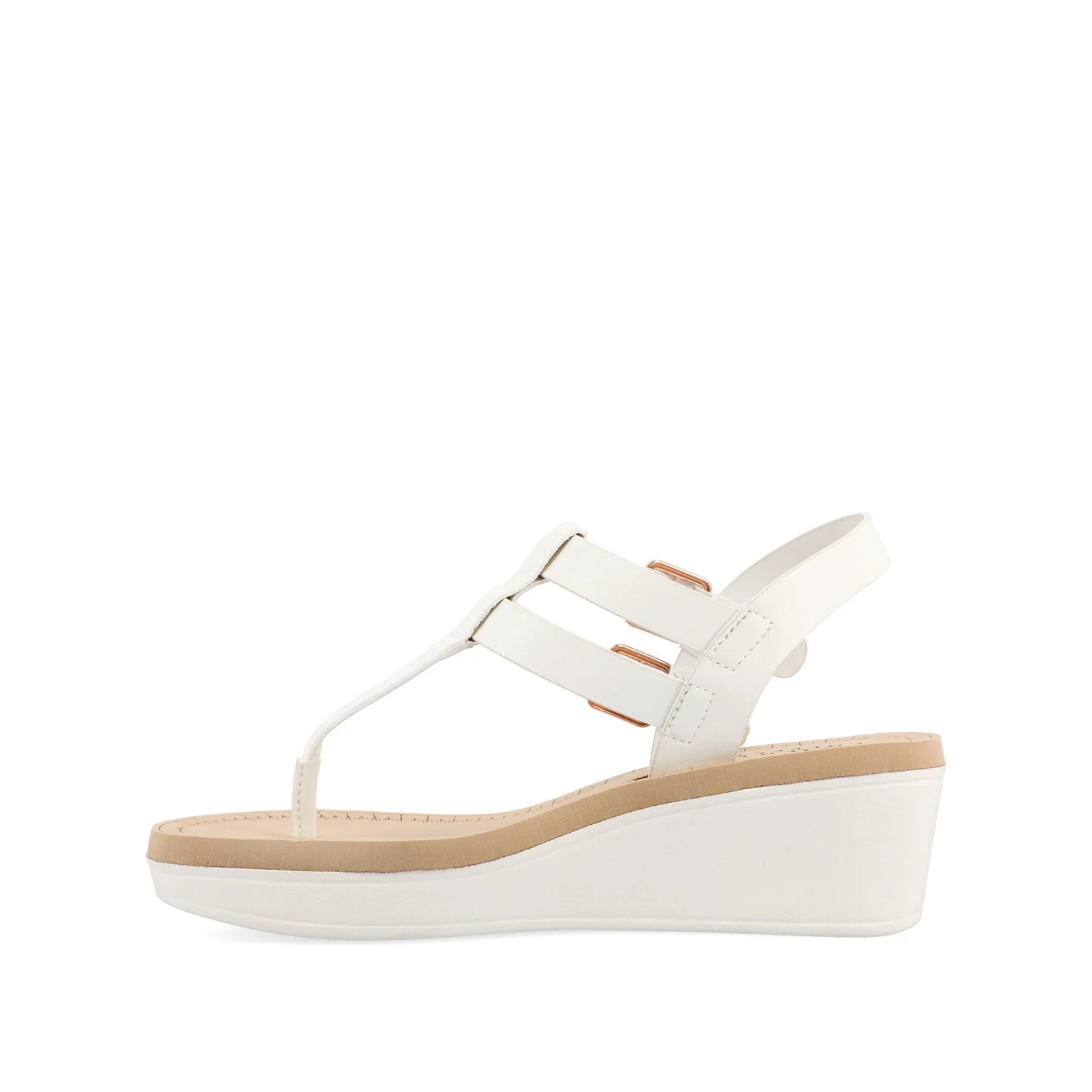BIANCA WEDGE HEELED SANDALS IN VEGAN LEATHER - White PU - Image 3