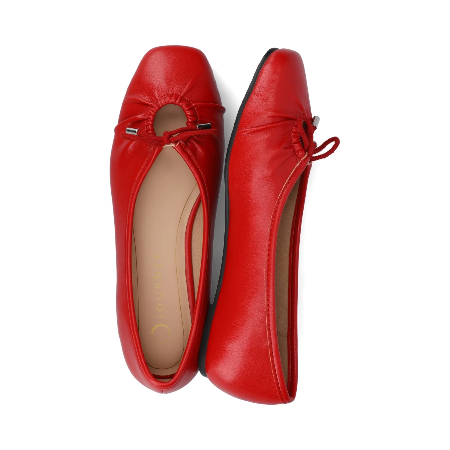CALLEE VEGAN LEATHER BALLET FLATS IN WIDE - Red - Image 3