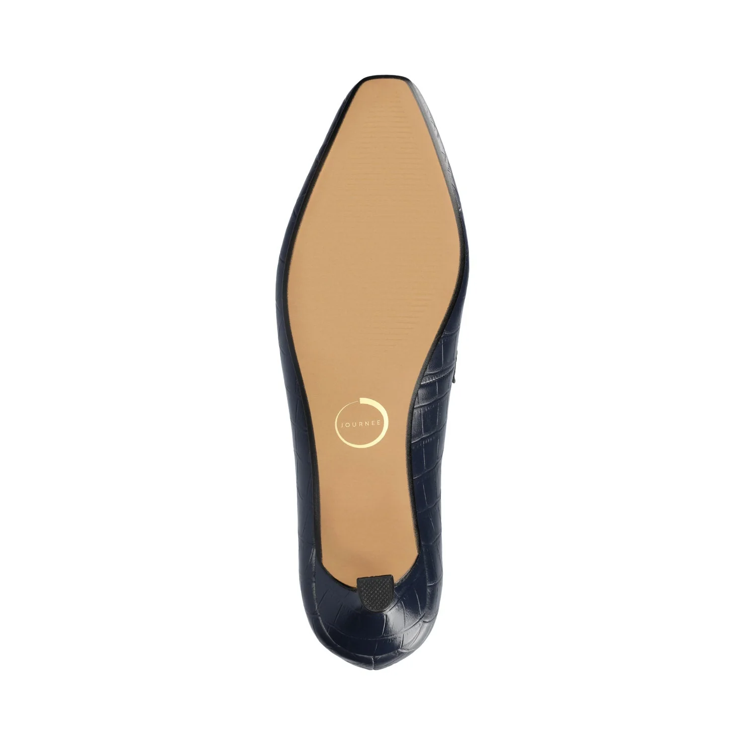 CELINA KITTEN LOAFER HEELS IN CROCO STATEMENT - Navy Nubuck - Image 5