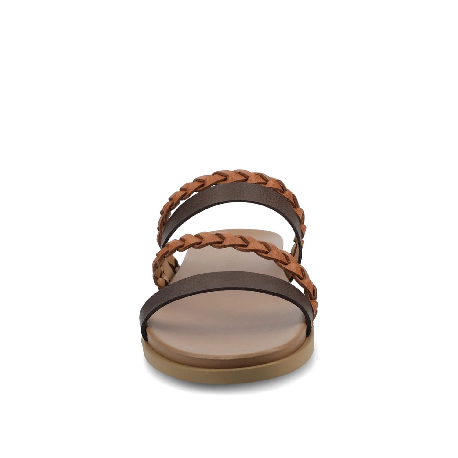 COLETTE SLIDE SANDALS IN VEGAN LEATHER - Cognac - Image 5