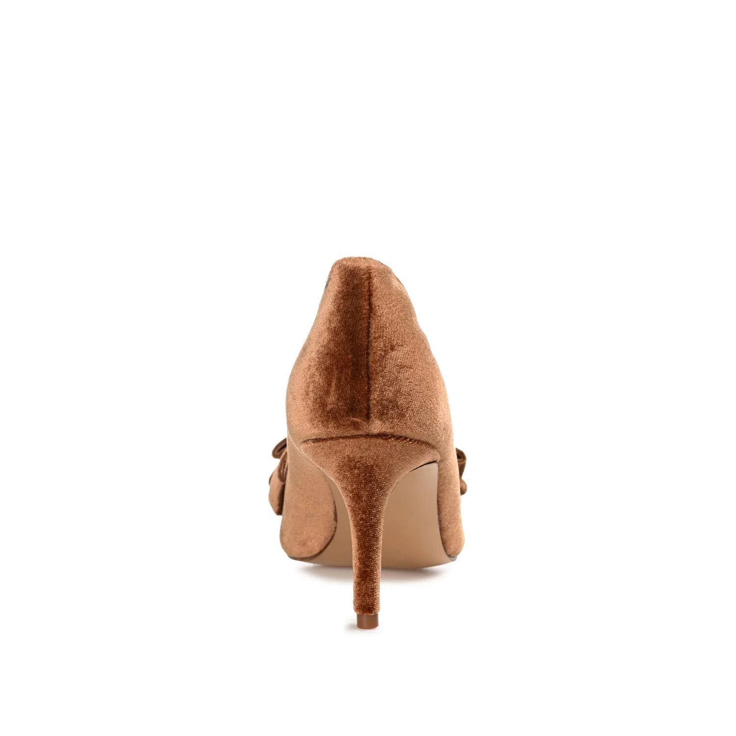 CRYSTOL STILETTO PUMP HEELS IN VELVET - Brown - Image 7