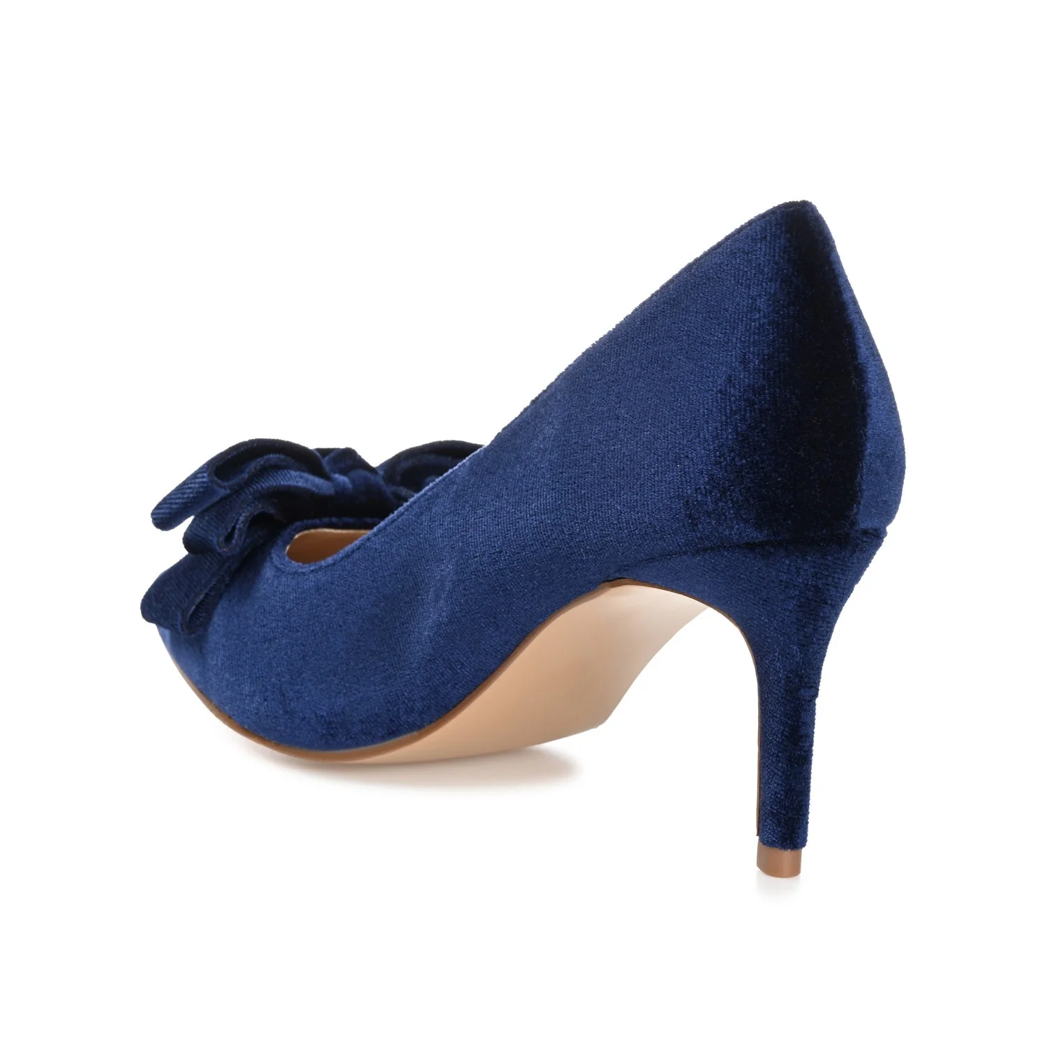 CRYSTOL STILETTO PUMP HEELS IN VELVET - Navy Nubuck - Image 4