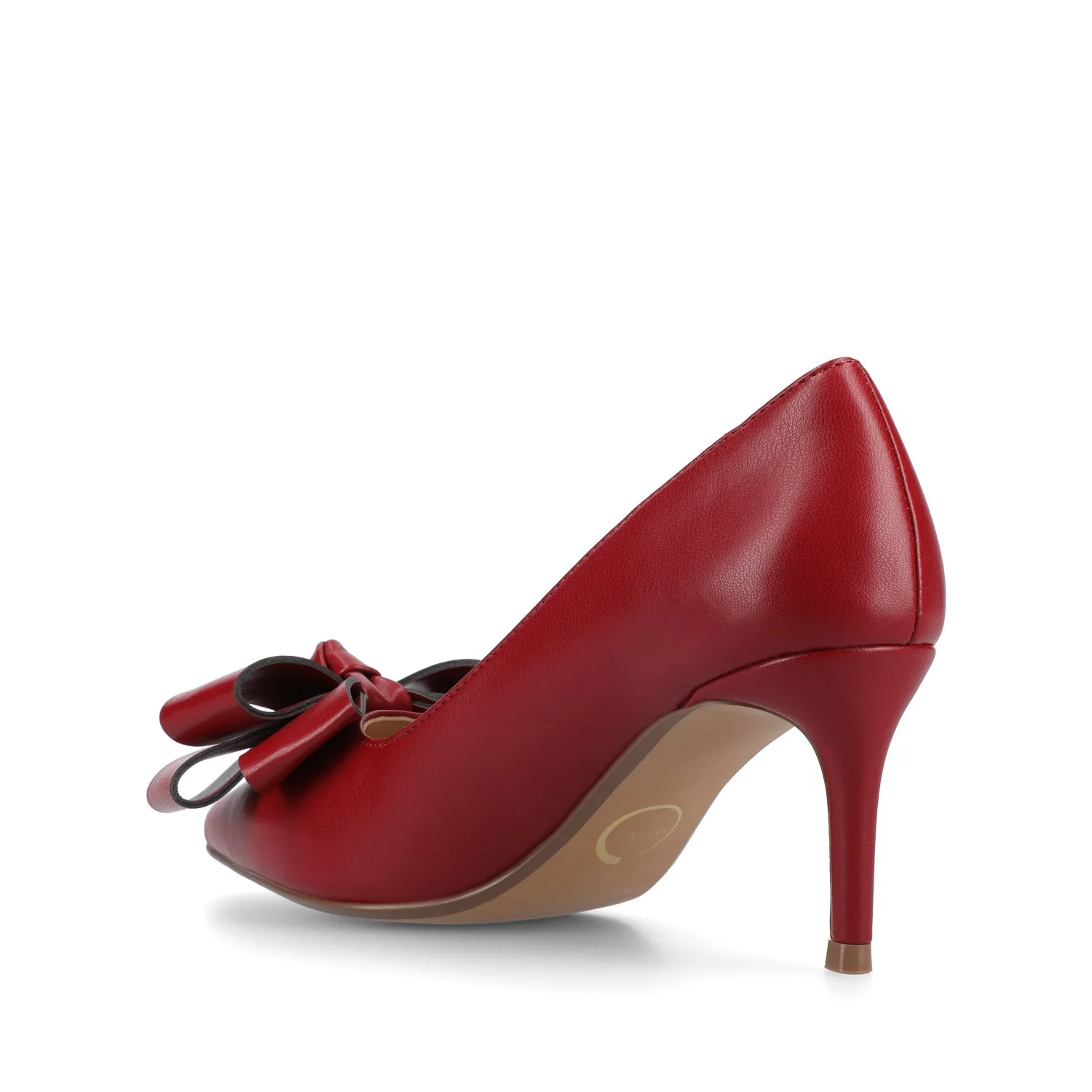 CRYSTOL STILETTO PUMP HEELS IN VEGAN LEATHER - Cranberry - Image 3