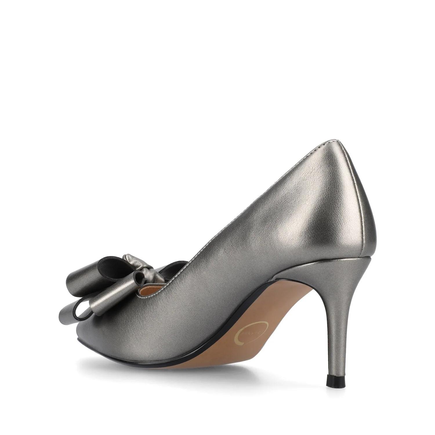 CRYSTOL STILETTO PUMP HEELS IN VEGAN LEATHER IN WIDE - Pewter - Image 3