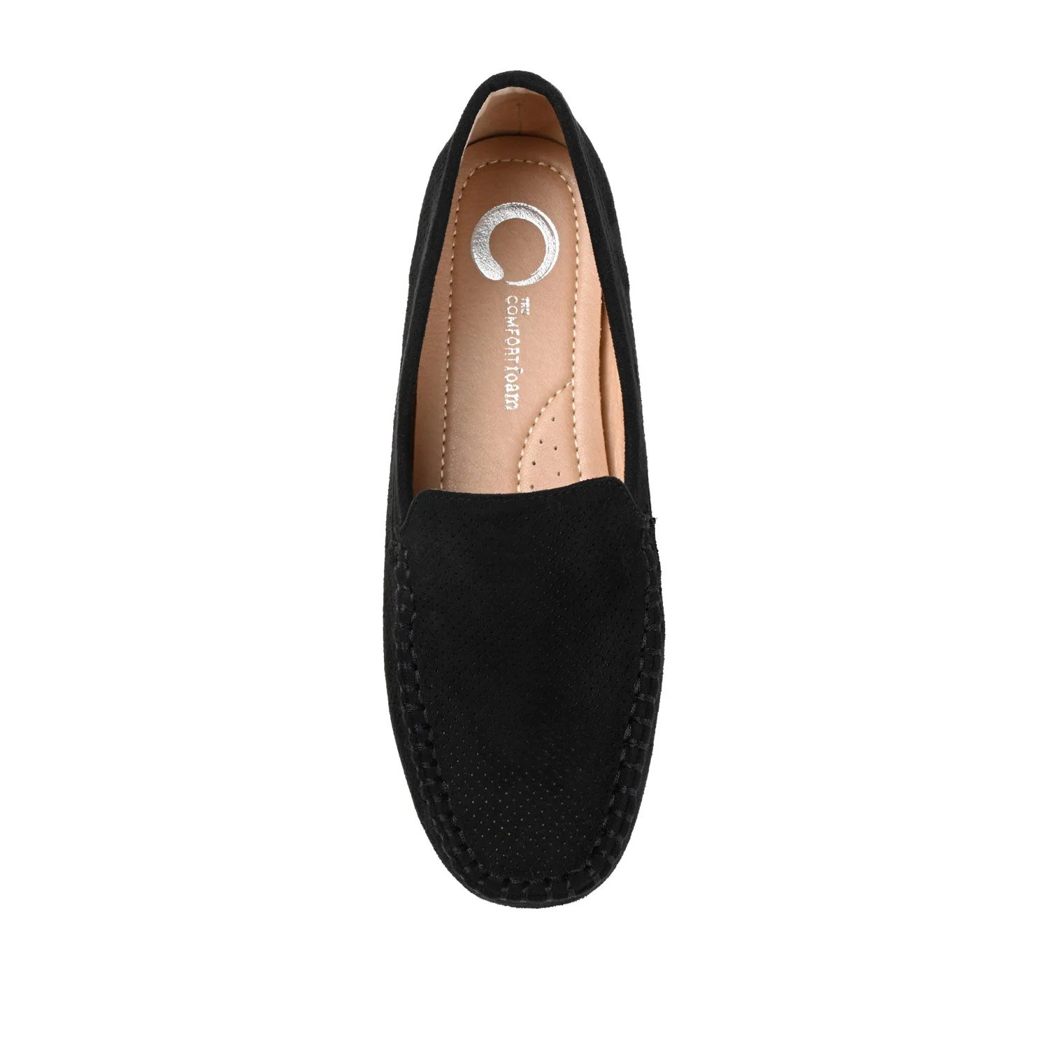 HALSEY MOC TOE LOAFER FLATS IN FAUX SUEDE - Black Suede - Image 5