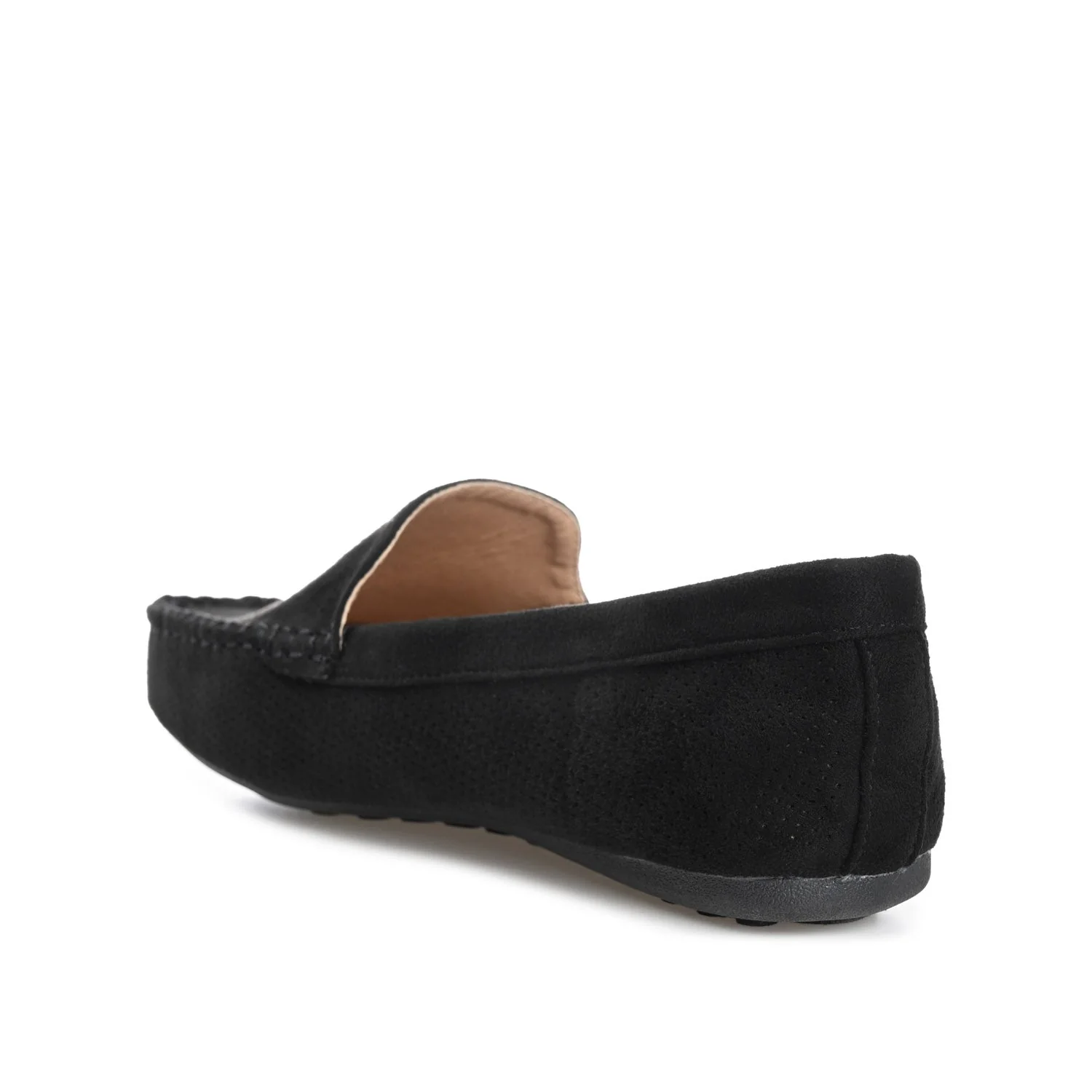 HALSEY MOC TOE LOAFER FLATS IN FAUX SUEDE - Black Suede - Image 8