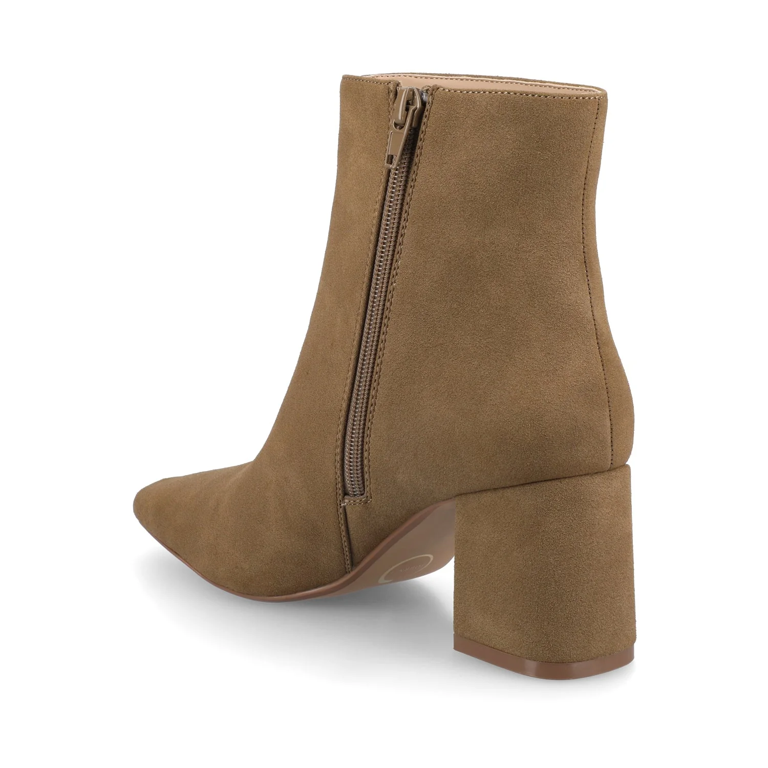 HAYLINN SQUARE TOE BOOTIES IN WIDE WIDTH - Taupe Suede - Image 3