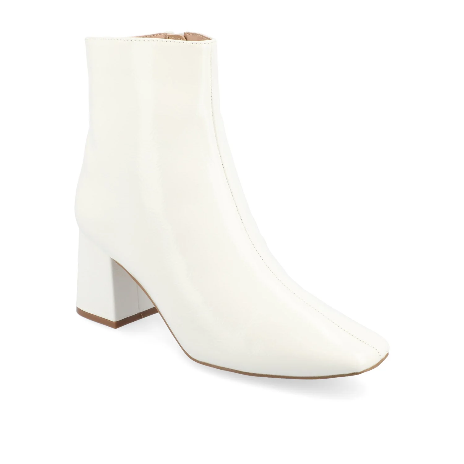HAYLINN SQUARE TOE BOOTIES IN WIDE WIDTH - White Patent - Image 3
