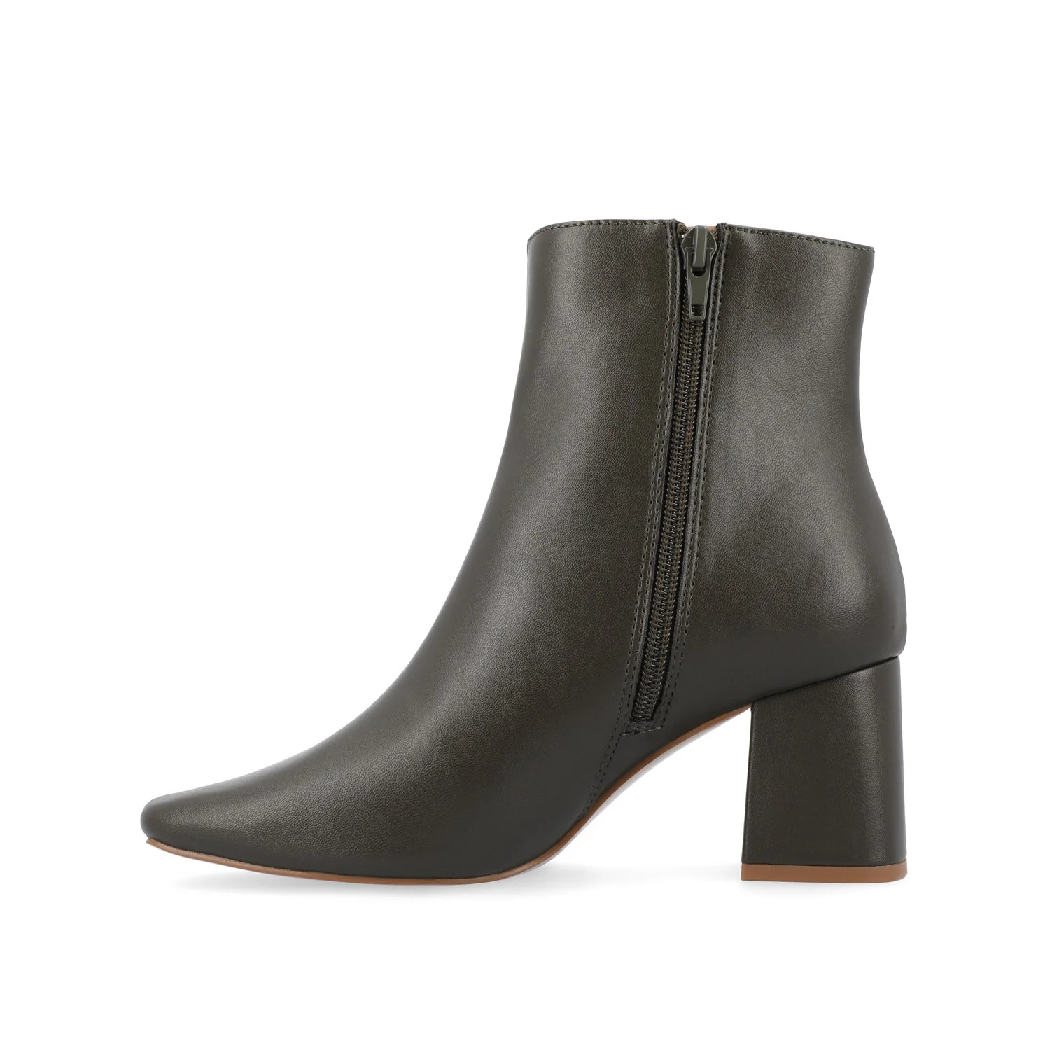 HAYLINN SQUARE TOE BOOTIES IN VEGAN LEATHER - Green PU - Image 3