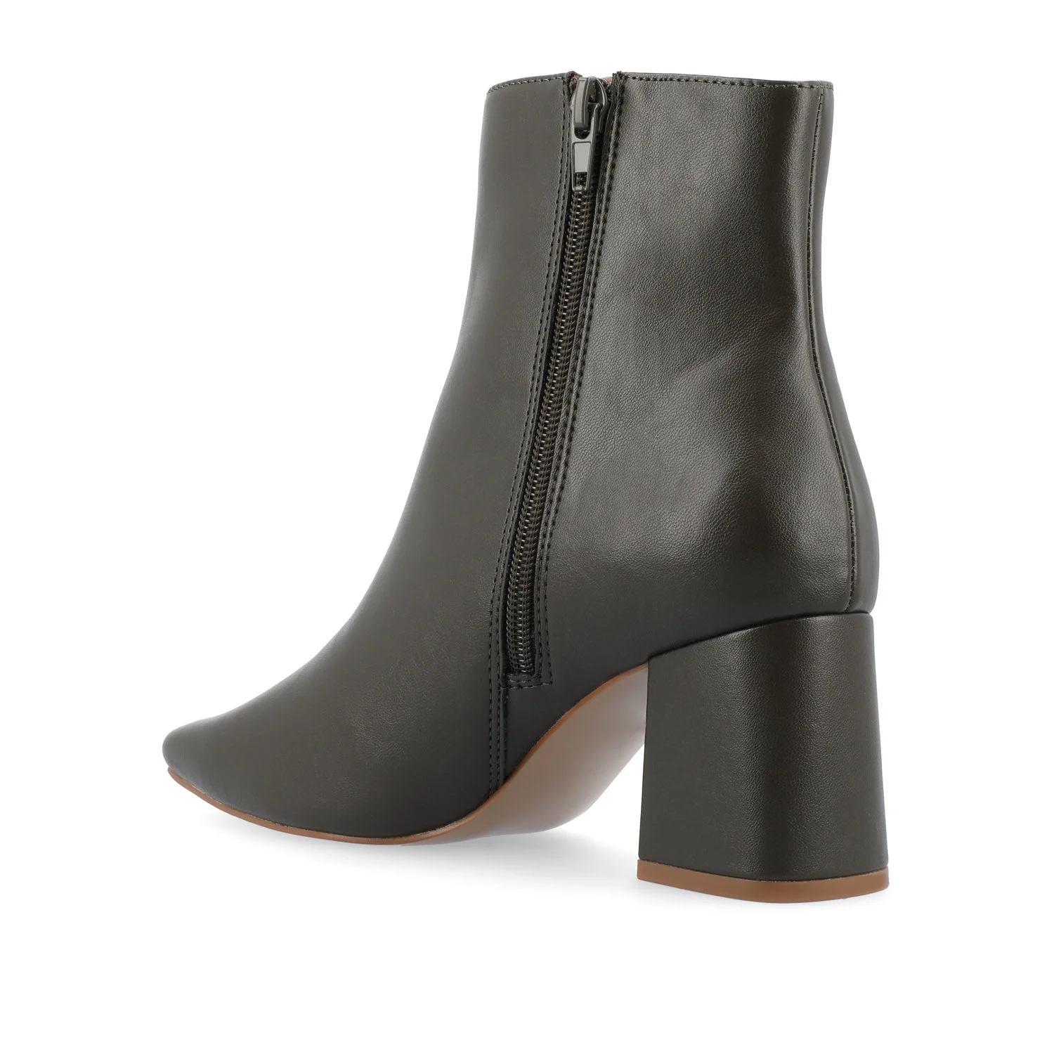 HAYLINN SQUARE TOE BOOTIES IN VEGAN LEATHER - Green PU - Image 4