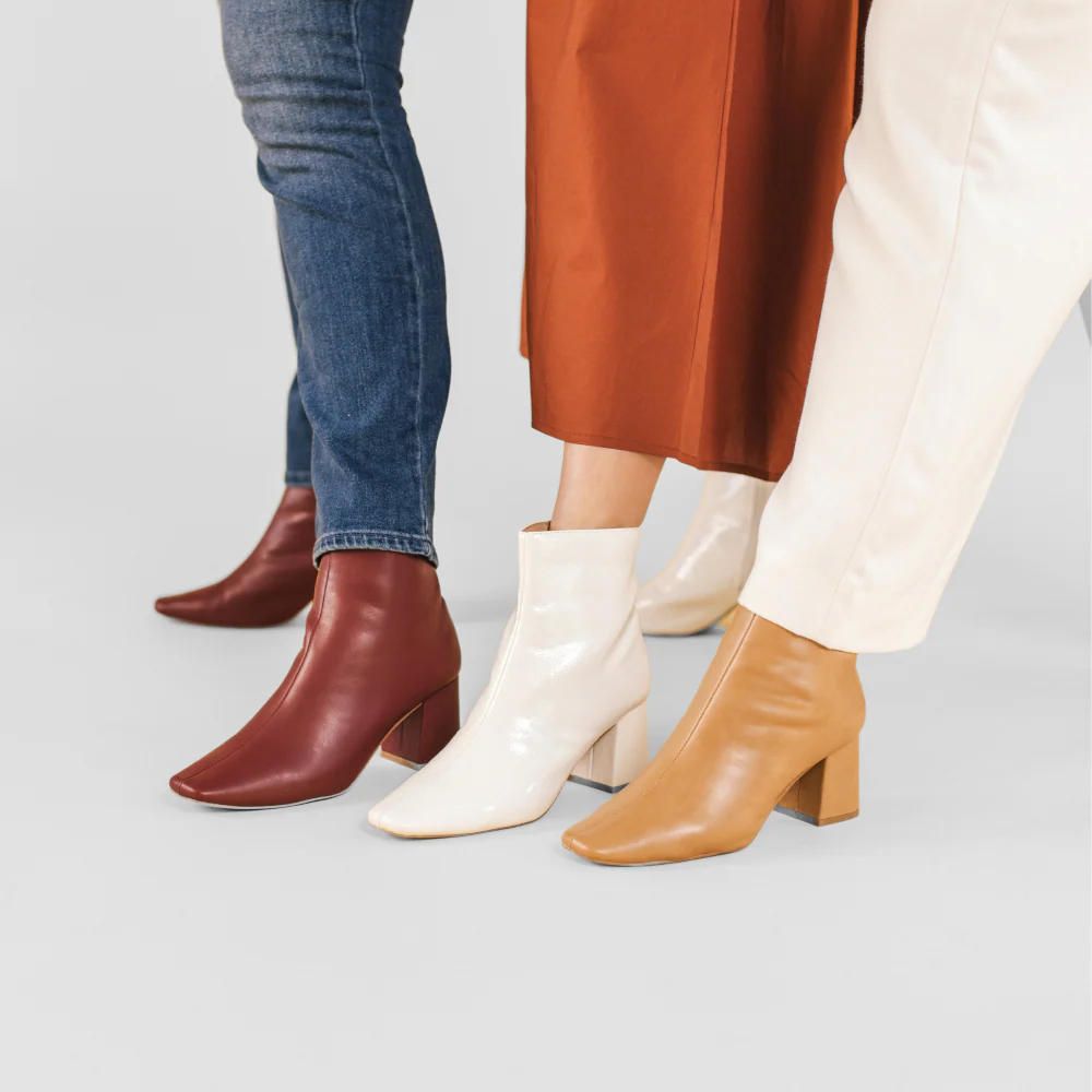 HAYLINN VEGAN LEATHER BOOTIES IN WIDE - Brick PU - Image 9
