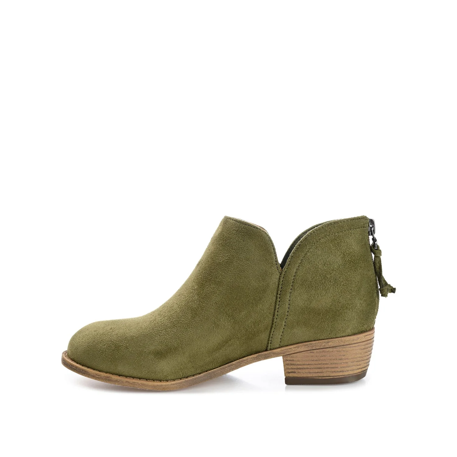 LIVVY ZIP-UP BOOTIES IN FAUX SUEDE - Olive - Image 3