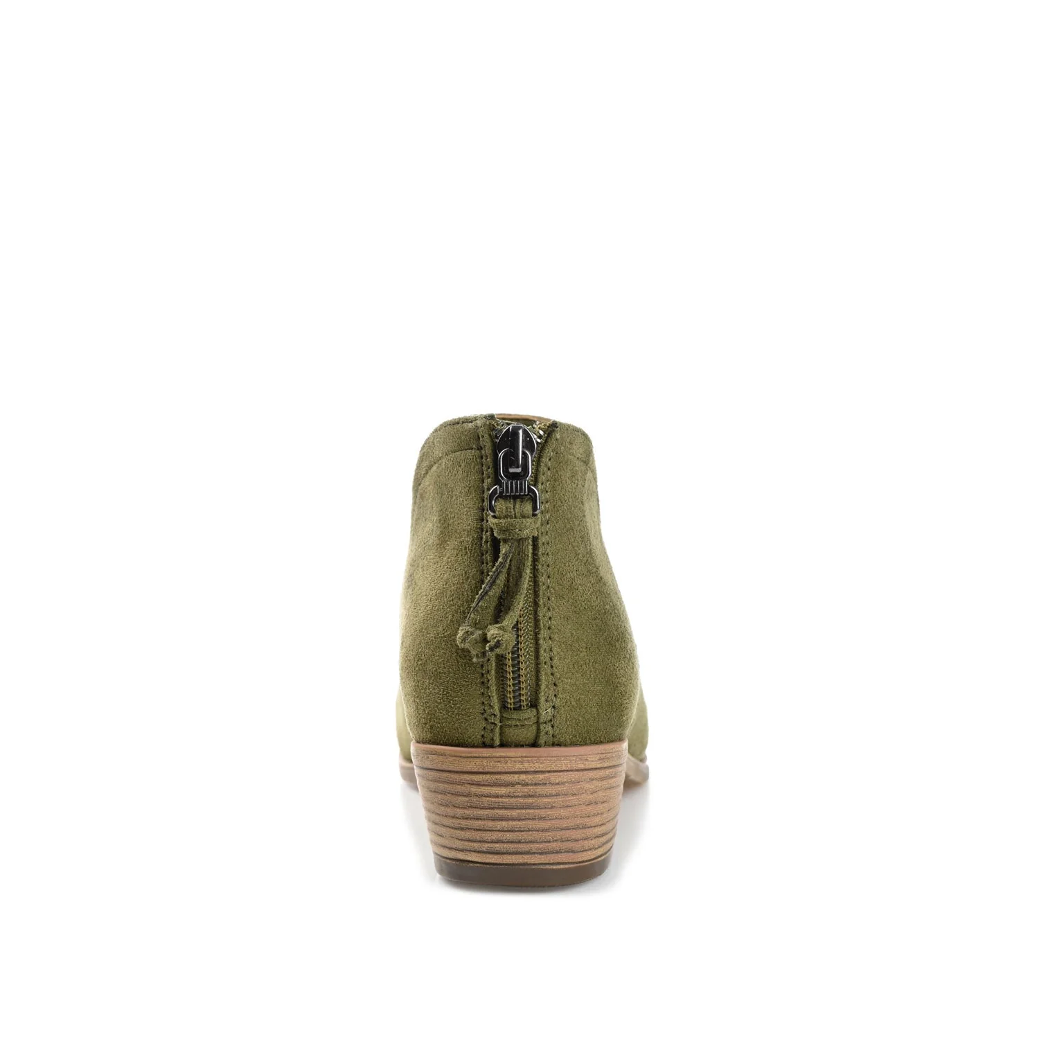 LIVVY ZIP-UP BOOTIES IN FAUX SUEDE - Olive - Image 5
