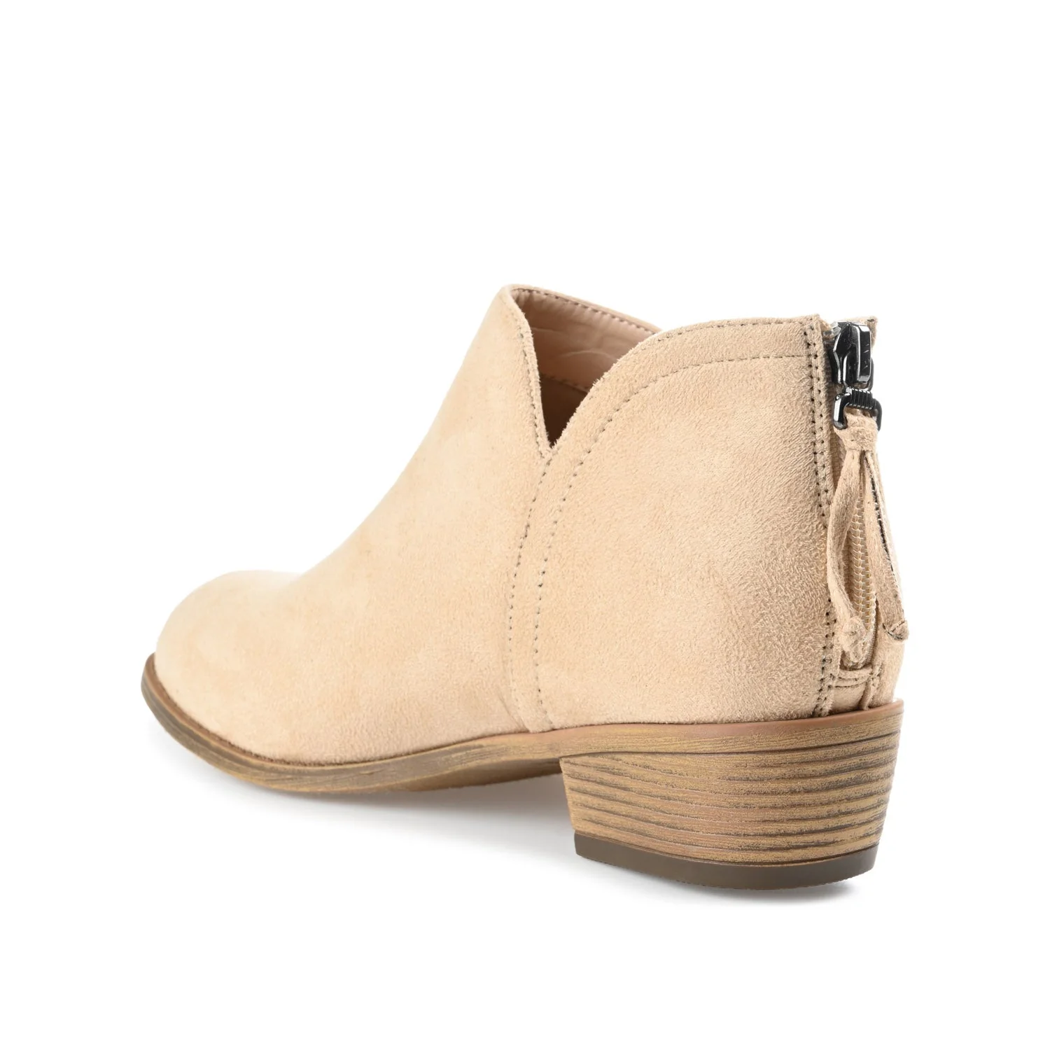 LIVVY ZIP-UP BOOTIES IN FAUX SUEDE - Tan - Image 4