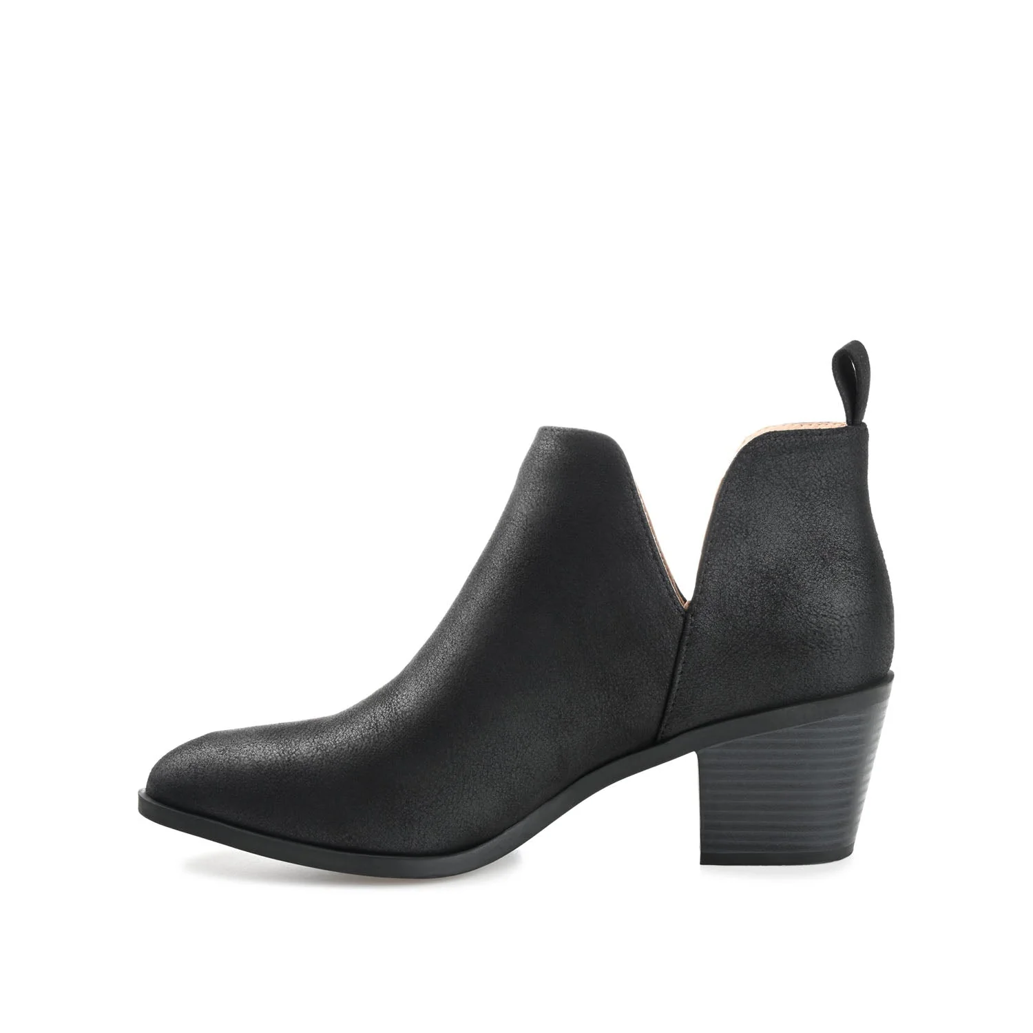 LOLA BLOCK HEELED BOOTIES IN VEGAN LEATHER - Black - Image 3