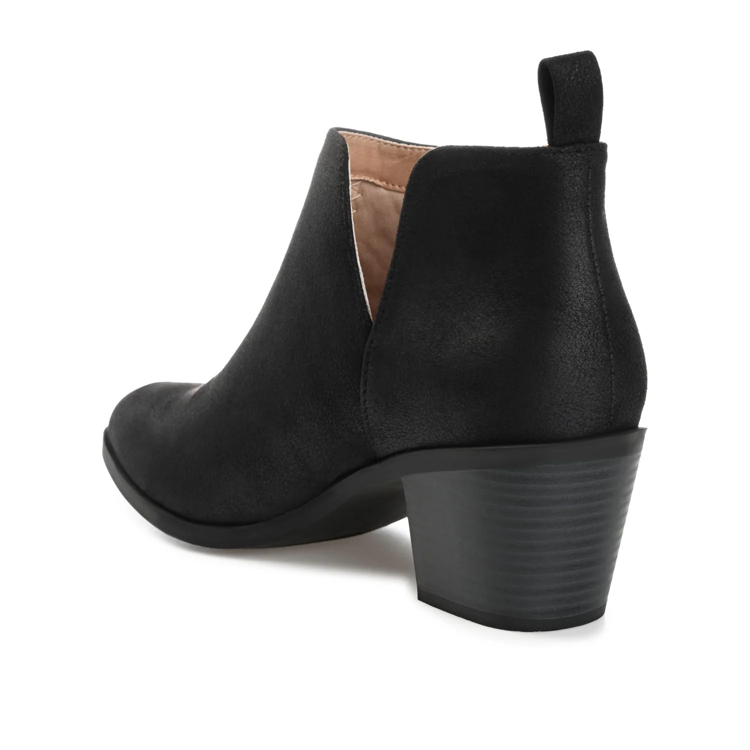 LOLA BLOCK HEELED BOOTIES IN VEGAN LEATHER - Black - Image 4