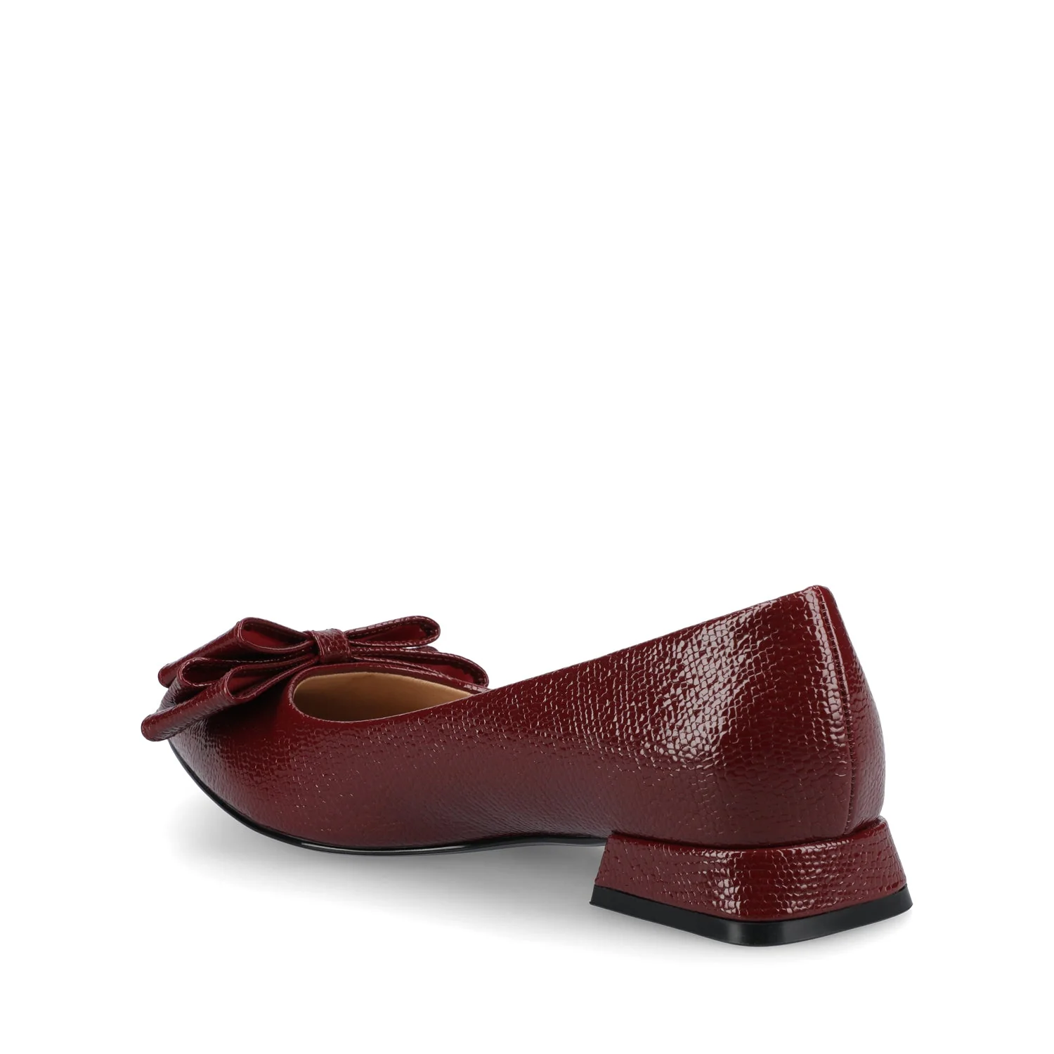 OPHELIA LOW BLOCK CROCO BALLET FLATS IN WIDE - Oxblood Croco - Image 3