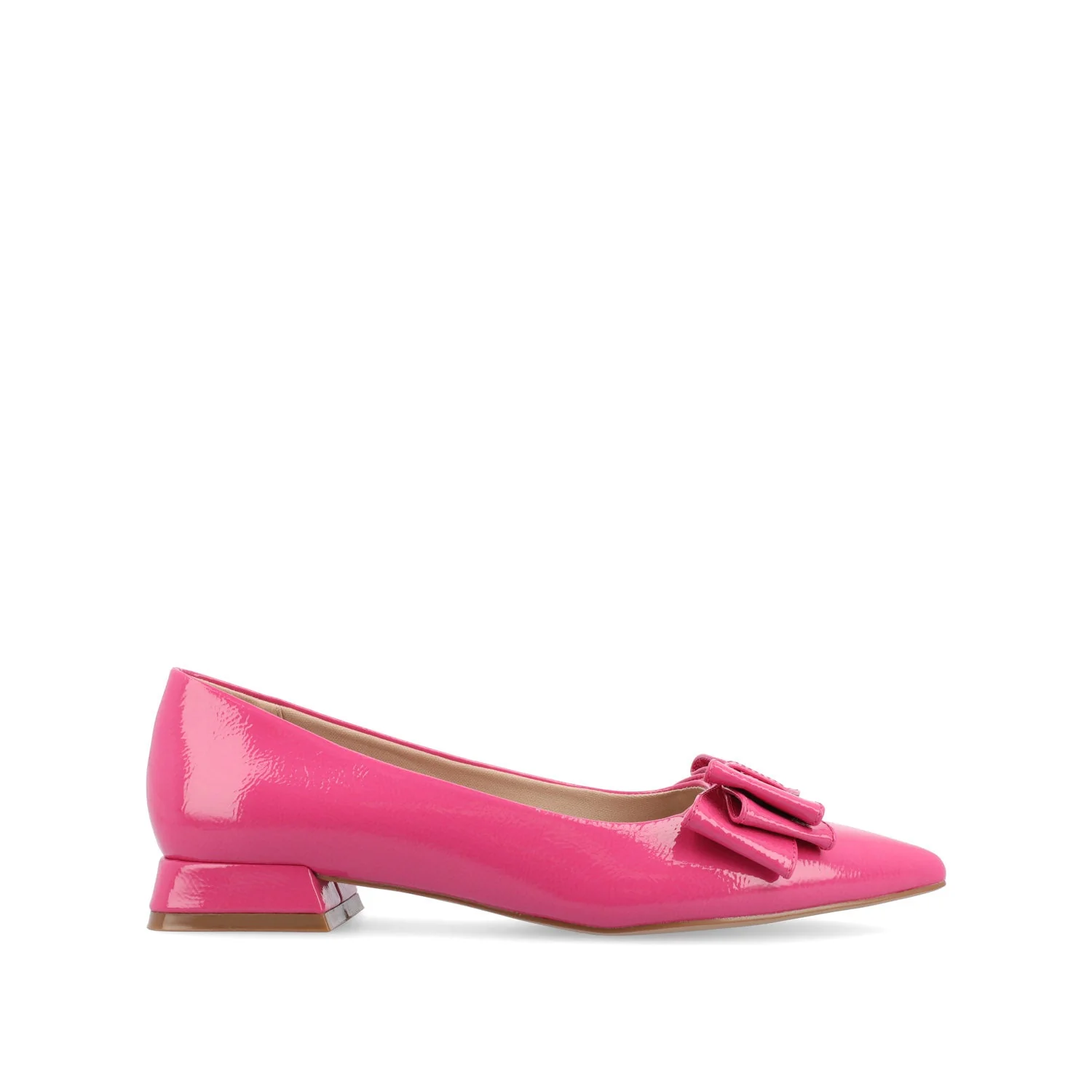 OPHELIA LOW BLOCK BALLET FLATS VEGAN LEATHER - Patent/Pink - Image 3