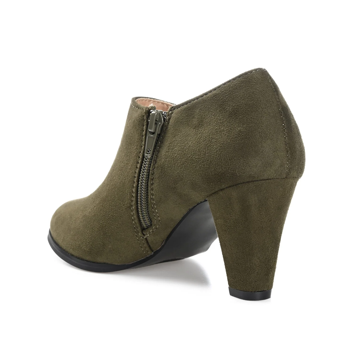 SANZI ZIP-UP BOOTIES IN FAUX SUEDE - Olive - Image 4