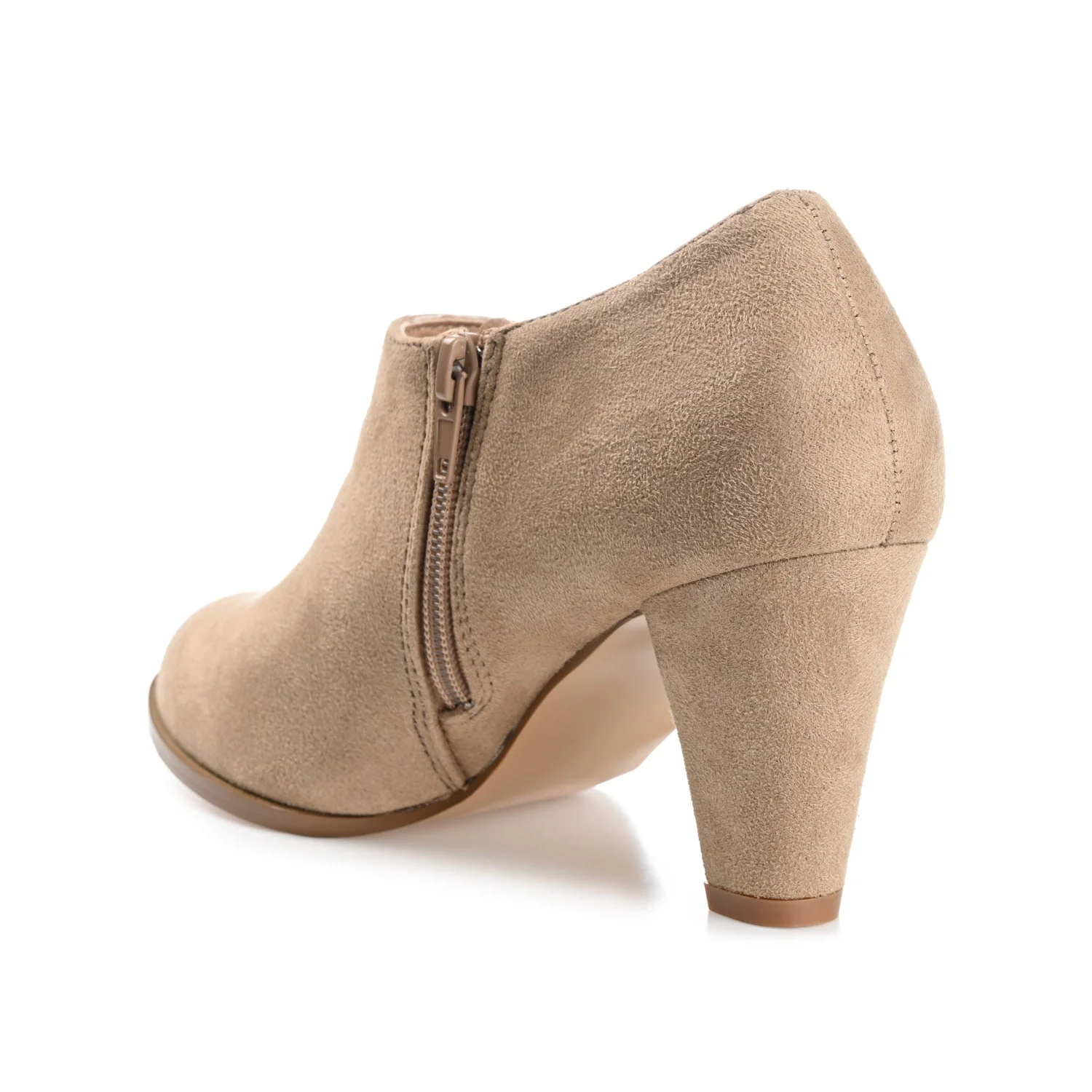 SANZI ZIP-UP BOOTIES IN FAUX SUEDE - Taupe - Image 4