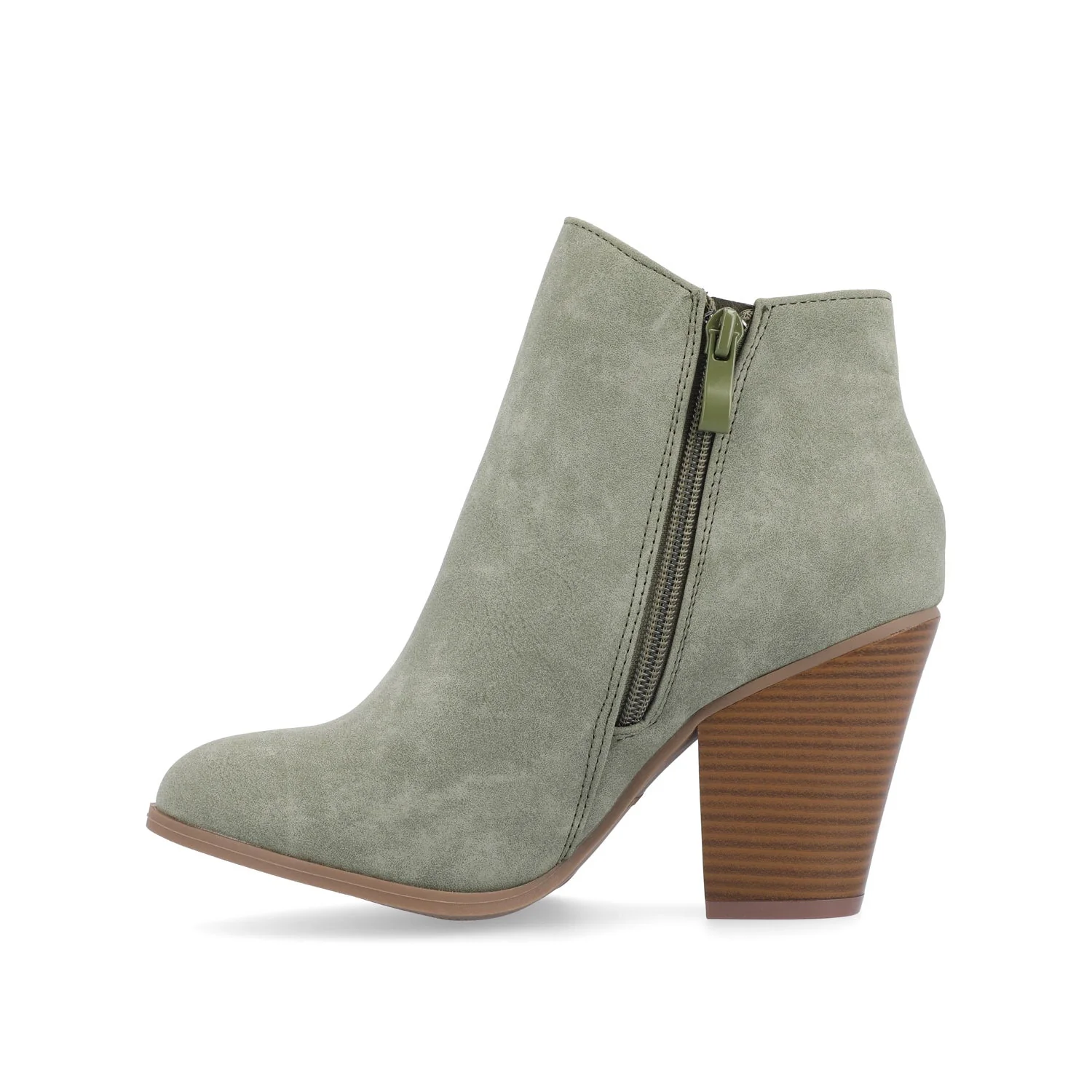 VALLY ZIP-UP WESTERN BOOTIES IN VEGAN LEATHER - Olive - Image 3