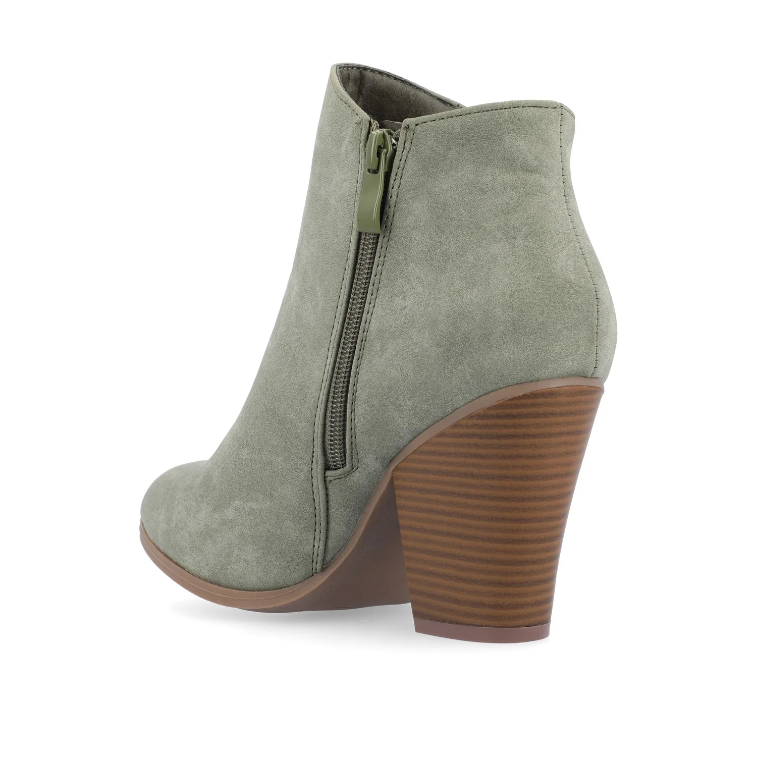 VALLY ZIP-UP WESTERN BOOTIES IN VEGAN LEATHER - Olive - Image 4