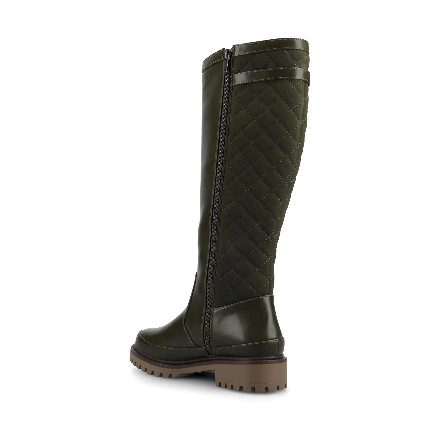 ZEMMIE QUILTED BOOTS IN WIDE CALF - Olive - Image 3