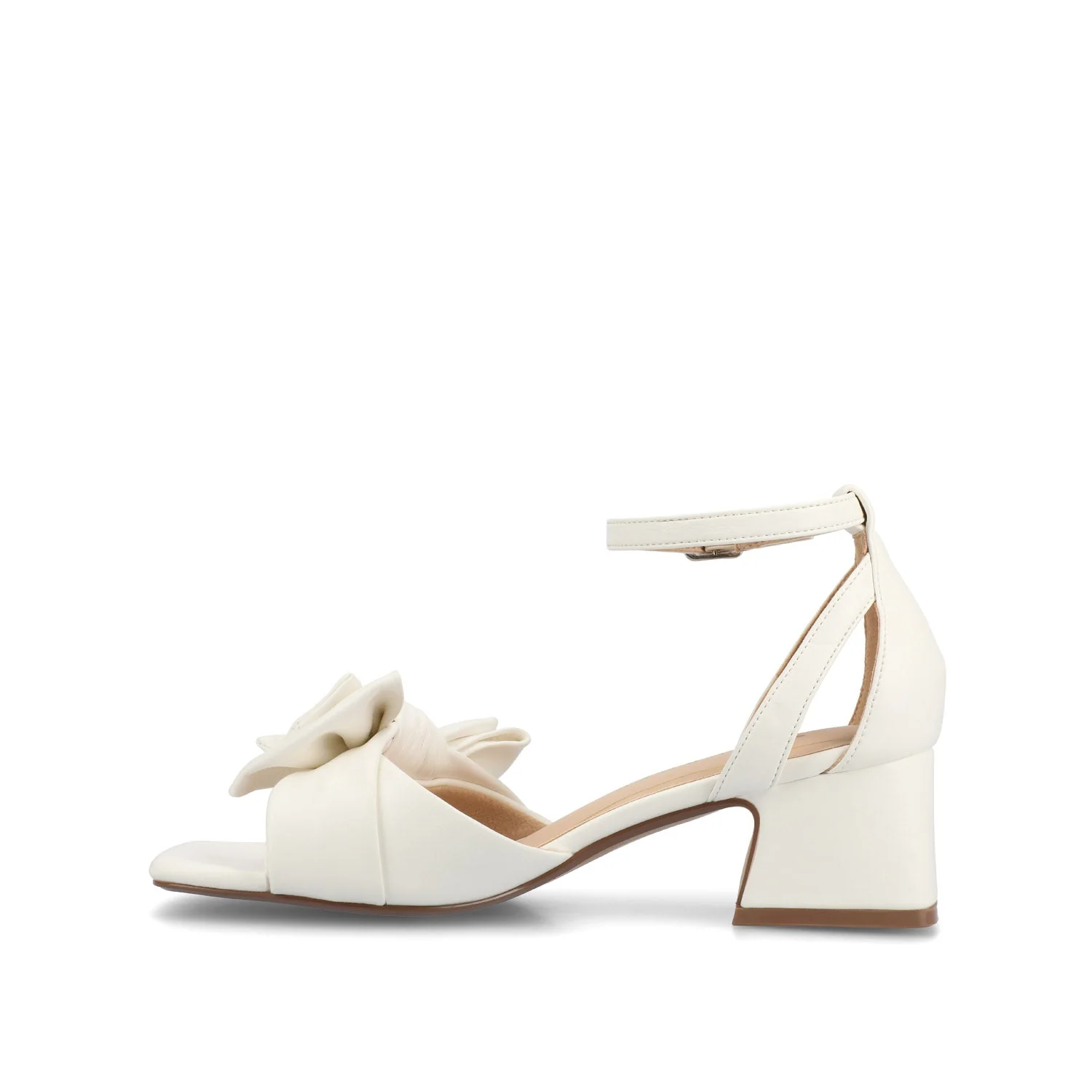 ZEVI STRAPPY BLOCK HEELS IN VEGAN LEATHER - White PU - Image 4